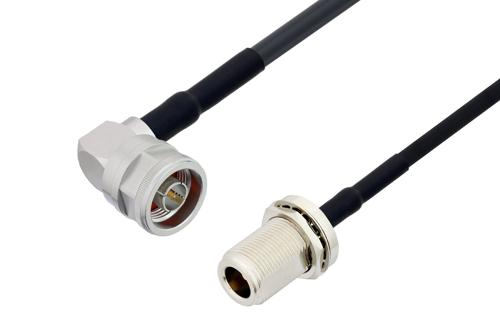 N オス 直角 ～ N メス  バルクヘッド ケーブル, LMR-240-DB 同軸 熱収縮チューブ付