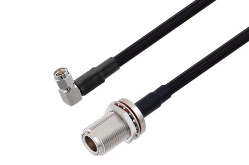 N メス バルクヘッド ～ SMA オス 直角 低損失ケーブル, TCOM-240 同軸, Times Microwave 製品使用