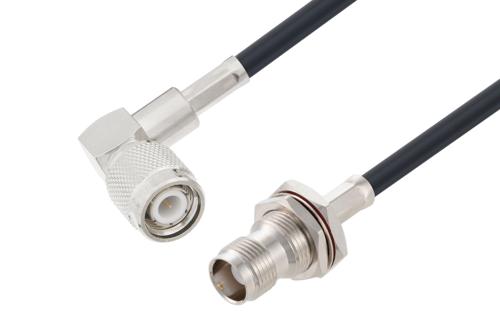 TNC オス 直角 ～ TNC メス バルクヘッド 低損失ケーブル, LMR-195-UF 同軸