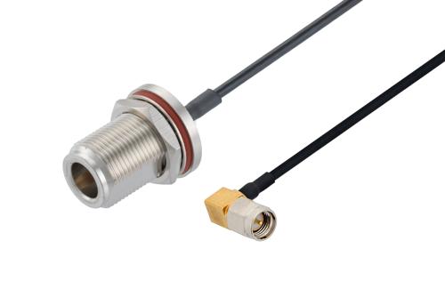 N メス バルクヘッド ～ SMA オス 直角 ケーブル, PE-SR405FLJ 同軸