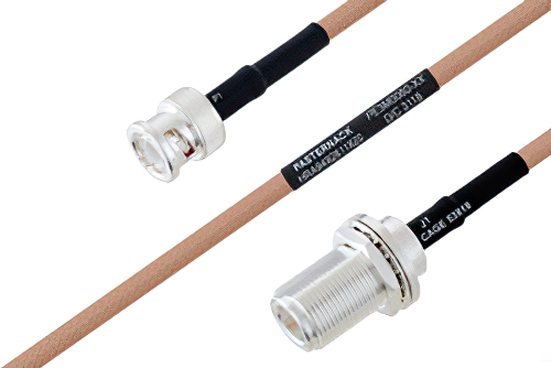 MIL-DTL-17 BNC オス 〜 N メス バルクヘッドケーブル、M17-128-RG400 同軸