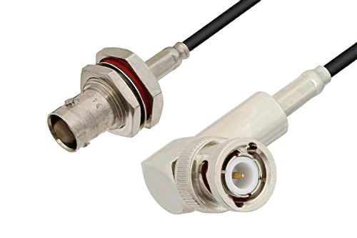 BNC オス 直角 〜 BNC メス バルクヘッドケーブル、LMR-100 同軸