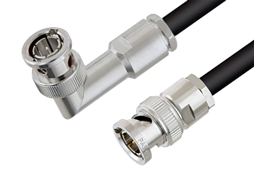 75 Ω BNC オス 〜 75 Ω BNC オス 直角ケーブル、75 Ω RG59 同軸