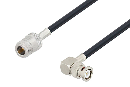 N メス 〜 BNC オス 直角ケーブル、LMR-240 同軸