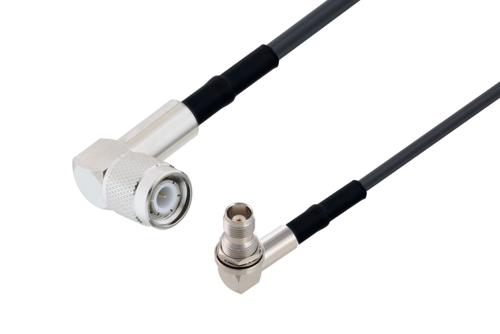 TNC オス 直角 〜 TNC メス 直角バルクヘッドケーブル、LMR-200 同軸、熱収縮チューブ