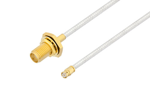 SMA メス バルクヘッド 〜 SMP メス ケーブル、PE-SR405FL 同軸