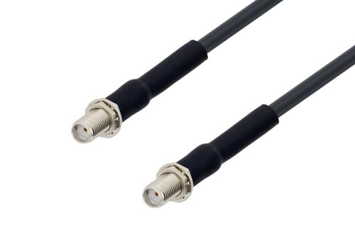 SMA メス バルクヘッド ～ SMA メス バルクヘッド 低損失ケーブル, LMR-195 同軸, 熱収縮チューブ付