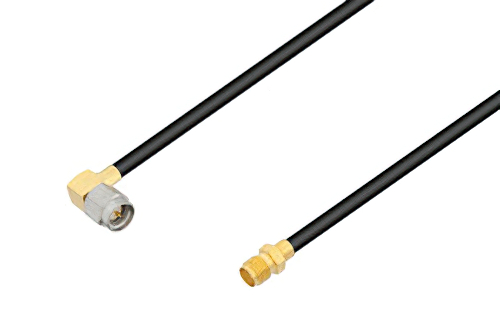 SMA オス 直角 〜 SMA メス ケーブル、PE-SR402FLJ 同軸