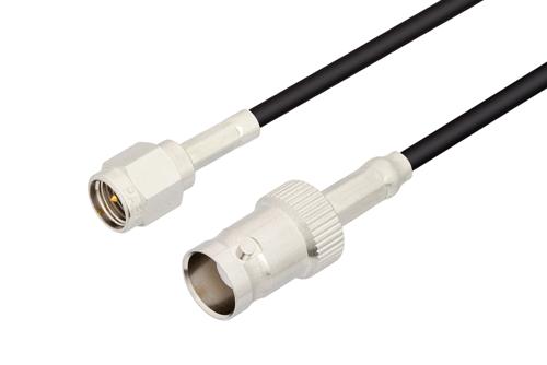 SMA オス 〜 BNC メス ケーブル、LMR-100 同軸、鉛フリーはんだ