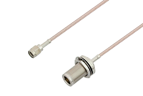 逆極性 SMA オス 〜 N メス バルクヘッドケーブル、RG316 同軸