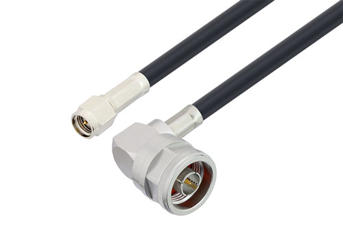 SMA オス 〜 N オス 直角ケーブル、LMR-195 同軸