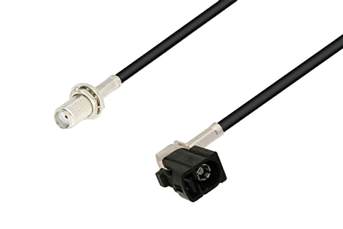 SMA メス バルクヘッド 〜 黒色 FAKRA ジャック 直角ケーブル、RG174 同軸