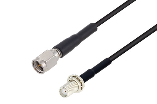 SMA オス 〜 SMA メス バルクヘッドケーブル、RG174 同軸、熱収縮チューブ