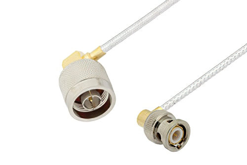 N オス 直角 〜 BNC オス 直角ケーブル、PE-SR402FL 同軸