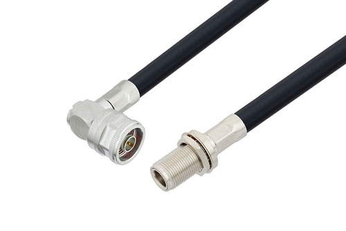 N オス 直角 〜 N メス バルクヘッドケーブル、LMR-400 同軸