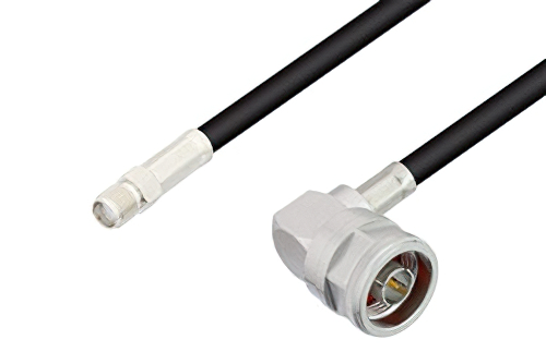SMA メス 〜 N オス 直角ケーブル、RG58 同軸
