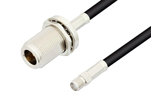 SMA メス 〜 N メス バルクヘッドケーブル、RG223 同軸