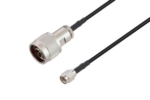 N オス ～ SMA オス 低損失ケーブル, LMR-100 同軸, 熱収縮チューブ付