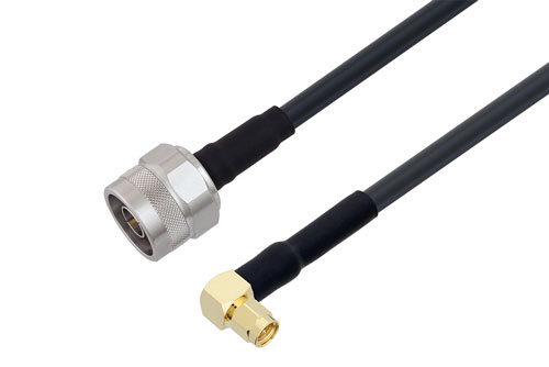 N オス 〜 SMA オス直角 ケーブル、LMR-240 同軸、二重熱収縮チューブ