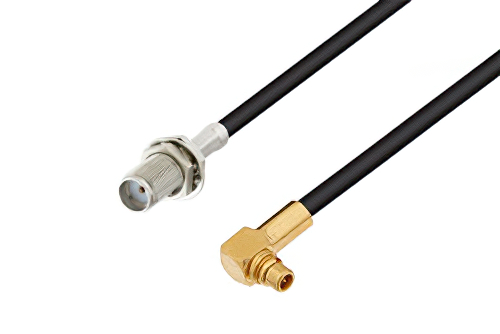 SMA メス バルクヘッド 〜 MMCX プラグ 直角ケーブル、RG174 同軸