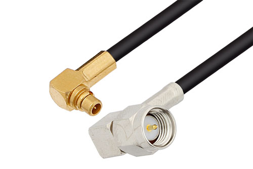SMA オス 直角 ～ MMCX プラグ 直角 低損失ケーブル, PE-C100-LSZH 同軸, 270 度回転