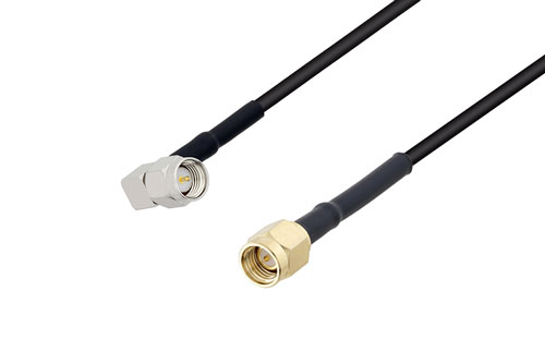 SMA オス 〜 SMA オス 直角ケーブル、LMR-100 同軸、熱収縮チューブ