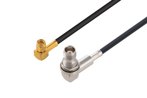 SMA オス 直角 〜 TNC メス 直角バルクヘッドケーブル、PE-C200 同軸
