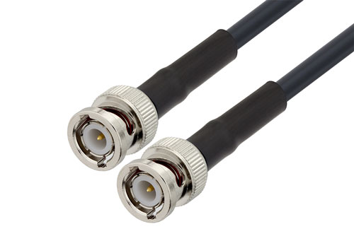 BNC オス 〜 BNC オス 低損失ケーブル, LMR-240-DB 同軸 熱収縮チューブ付, 鉛フリーはんだ