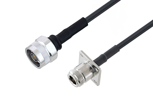 N オス 〜 N メス 4ホールパネル、低損失ケーブル、LMR-195 同軸