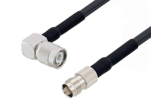 TNC Male Right Angle to TNC Female Cable Using LMR-240-UF Coax with HeatShrink