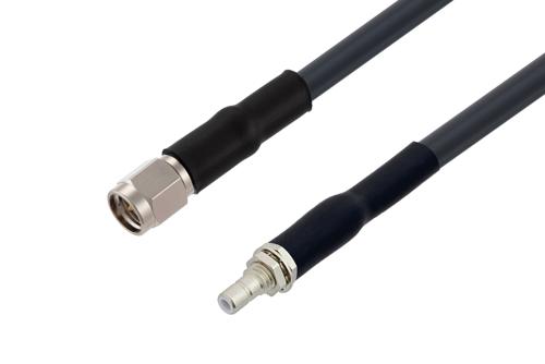 SMA オス ～ SMB ジャック バルクヘッド 低損失ケーブル, LMR-195 同軸, 熱収縮チューブ付