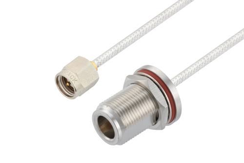 SMA オス 〜 N メス バルクヘッドケーブル、PE-SR405FL 同軸