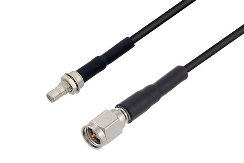 SMB ジャック バルクヘッド 〜 SMA オス ケーブル、LMR-100 同軸 、熱収縮チューブ付