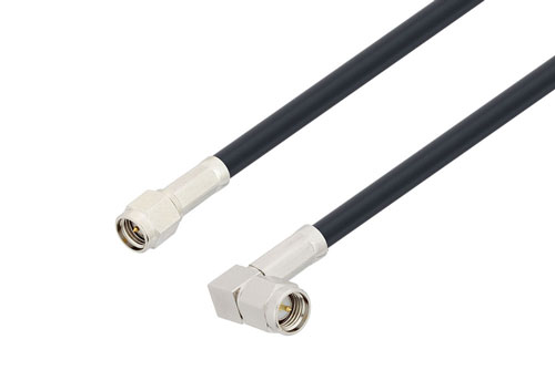 SMA オス 〜 SMA オス 直角、低損失ケーブル、LMR-195-FR 同軸