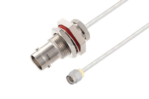 BNC メス バルクヘッド 〜 SMA オス ケーブル、PE-SR402FL 同軸