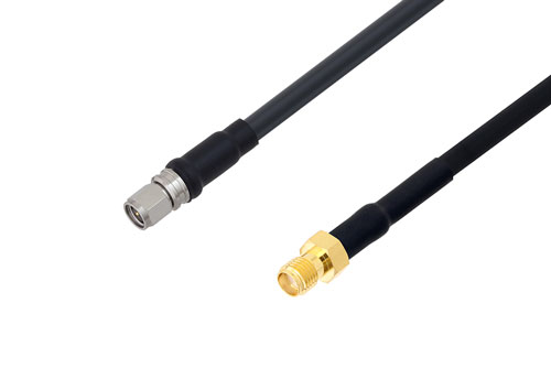 SMA オス 〜 SMA メス、低損失ケーブル、LMR-240 同軸、熱収縮チューブ
