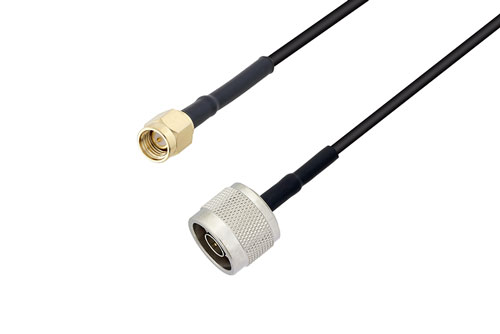 N オス 〜 SMA オス ケーブル、LMR-100 同軸、熱収縮チューブ