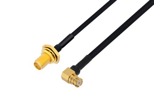 SMA メス バルクヘッド ～ SMP メス 直角, ケーブル PE-SR405FLJ 同軸, 熱収縮チューブ