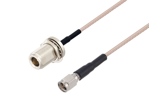 N メス バルクヘッド 〜 SMA オス ケーブル、RG316 同軸