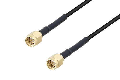 SMA オス 〜 SMA オス、低損失ケーブル、LMR-100 同軸、熱収縮チューブ、鉛フリーはんだ