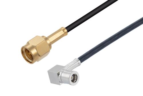 SMA オス ～  SMB プラグ 直角, ケーブル LMR-100 同軸 , 鉛フリーはんだ