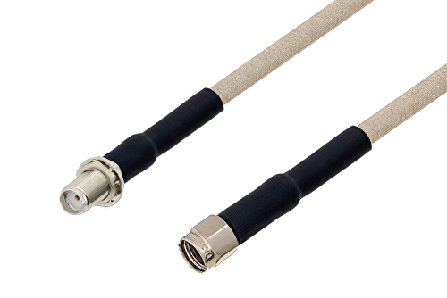 SMA メス バルクヘッド 〜 逆極性 SMA オス ケーブル、RG141 同軸