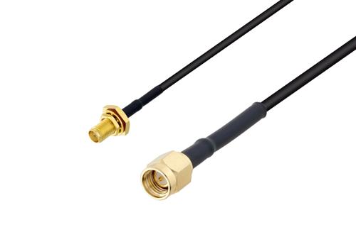 SMA メスバルクヘッド 〜 SMA オス ケーブル、LMR-100 同軸 、熱収縮チューブ付
