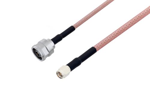 N オス 〜 SMA オス ケーブル、RG142 同軸、熱収縮チューブ