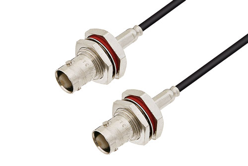 BNC メス バルクヘッド 〜 BNC メス バルクヘッド、低損失ケーブル、LMR-100 同軸