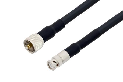 BNC オス 〜 UHF オス、低損失ケーブル、LMR-400-UF 同軸、熱収縮チューブ