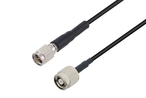 SMA オス 〜 逆極性 TNC オス、低損失ケーブル、LMR-100 同軸、熱収縮チューブ