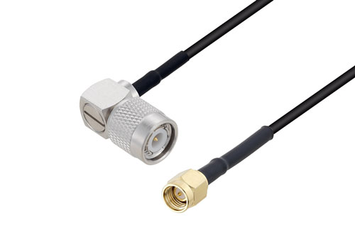 SMA オス 〜 TNC オス 直角ケーブル、LMR-100 同軸、熱収縮チューブ