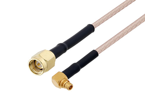 MMCX Plug Right Angle to SMA Male Cable Using RG316 Coax with HeatShrink