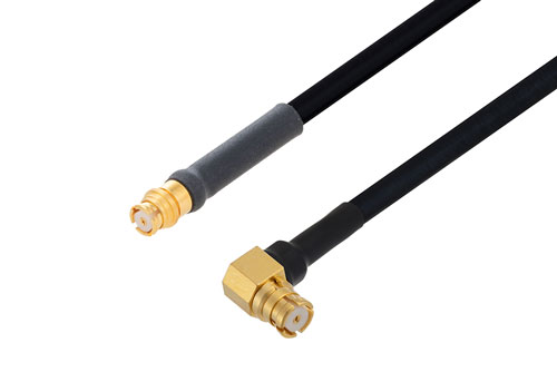 プッシュオン SMP メス 〜 SMP メス 直角ケーブル、PE-SR405FLJ 同軸